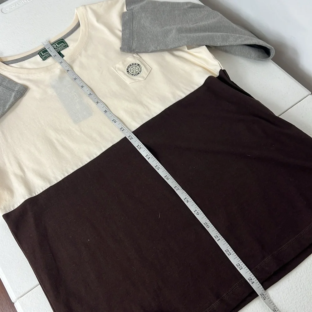 Lauren Ralph Lauren Active Sz Large Vintage Colorblock Tee Snowflake Logo NWT